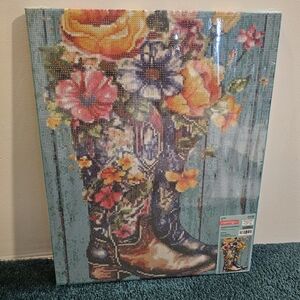 Hobby Lobby Floral Cowboy Boot Diamond Art Kit